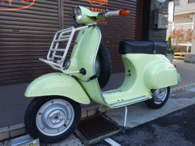 VESPA 50Sビンテージ ライムイエロー 75ccボアアップ フロントキャリア